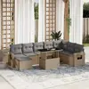 Image de vidaXL Salon de jardin avec coussins 9 pcs beige résine tressée