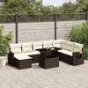 Image de vidaXL Salon de jardin avec coussins 9 pcs marron résine tressée
