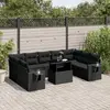 Image de vidaXL Salon de jardin 10 pcs avec coussins noir résine tressée