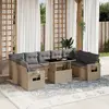 Image de vidaXL Salon de jardin avec coussins 10 pcs beige résine tressée