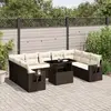Image de vidaXL Salon de jardin 10 pcs avec coussins marron résine tressée