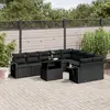 Image de vidaXL Salon de jardin 10 pcs avec coussins noir résine tressée