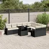 Image de vidaXL Salon de jardin 10 pcs avec coussins noir résine tressée