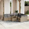 Image de vidaXL Salon de jardin avec coussins 10 pcs beige résine tressée