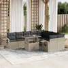 Image de vidaXL Salon de jardin avec coussins 10 pcs gris clair résine tressée