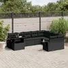 Image de vidaXL Salon de jardin 10 pcs avec coussins noir résine tressée