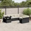 Image de vidaXL Salon de jardin 10 pcs avec coussins noir résine tressée