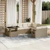 Image de vidaXL Salon de jardin avec coussins 10 pcs beige résine tressée
