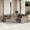 Image de vidaXL Salon de jardin avec coussins 10 pcs beige résine tressée