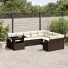 Image de vidaXL Salon de jardin 10 pcs avec coussins marron résine tressée