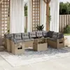 Image de vidaXL Salon de jardin 11 pcs avec coussins beige résine tressée