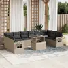 Image de vidaXL Salon de jardin 11 pcs avec coussins gris clair résine tressée