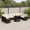 Image de vidaXL Salon de jardin et coussins 11 pcs marron résine tressée