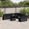 Image de vidaXL Salon de jardin 11 pcs avec coussins noir résine tressée