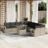 Image de vidaXL Salon de jardin 11 pcs avec coussins gris clair résine tressée