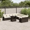 Image de vidaXL Salon de jardin et coussins 11 pcs marron résine tressée