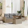 Image de vidaXL Salon de jardin avec coussins 5 pcs beige résine tressée
