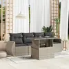 Image de vidaXL Salon de jardin 5 pcs avec coussins gris clair résine tressée
