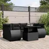 Image de vidaXL Salon de jardin 7 pcs avec coussins noir résine tressée