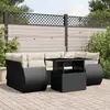 Image de vidaXL Salon de jardin 7 pcs avec coussins noir résine tressée