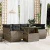 Image de vidaXL Salon de jardin avec coussins 7 pcs gris résine tressée