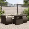 Image de vidaXL Salon de jardin avec coussins 7 pcs marron résine tressée