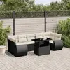 Image de vidaXL Salon de jardin 8 pcs avec coussins noir résine tressée