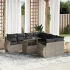 Image de vidaXL Salon de jardin 9 pcs avec coussins gris clair résine tressée