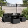 Image de vidaXL Salon de jardin 6 pcs avec coussins noir résine tressée