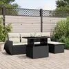 Image de vidaXL Salon de jardin 6 pcs avec coussins noir résine tressée