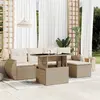Image de vidaXL Salon de jardin avec coussins 6 pcs beige résine tressée