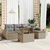 Image de vidaXL Salon de jardin avec coussins 6 pcs beige résine tressée