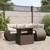 Image de vidaXL Salon de jardin avec coussins 5 pcs marron résine tressée