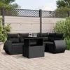 Image de vidaXL Salon de jardin 6 pcs avec coussins noir résine tressée
