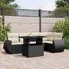 Image de vidaXL Salon de jardin 6 pcs avec coussins noir résine tressée