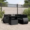 Image de vidaXL Salon de jardin 6 pcs avec coussins noir résine tressée