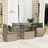 Image de vidaXL Salon de jardin avec coussins 6 pcs beige résine tressée