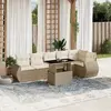 Image de vidaXL Salon de jardin avec coussins 7 pcs beige résine tressée