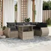 Image de vidaXL Salon de jardin avec coussins 7 pcs gris clair résine tressée