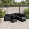 Image de vidaXL Salon de jardin 7 pcs avec coussins noir résine tressée