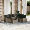 Image de vidaXL Salon de jardin avec coussins 7 pcs gris résine tressée