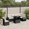 Image de vidaXL Salon de jardin 7 pcs avec coussins noir résine tressée