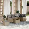 Image de vidaXL Salon de jardin avec coussins 7 pcs beige résine tressée
