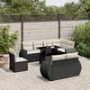 Image de vidaXL Salon de jardin 9 pcs avec coussins noir résine tressée