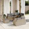 Image de vidaXL Salon de jardin avec coussins 9 pcs beige résine tressée
