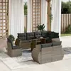 Image de vidaXL Salon de jardin 9 pcs avec coussins gris résine tressée