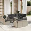 Image de vidaXL Salon de jardin 9 pcs avec coussins gris clair résine tressée