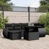 Image de vidaXL Salon de jardin 7 pcs avec coussins noir résine tressée