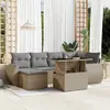 Image de vidaXL Salon de jardin avec coussins 7 pcs beige résine tressée