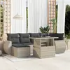 Image de vidaXL Salon de jardin avec coussins 7 pcs gris clair résine tressée